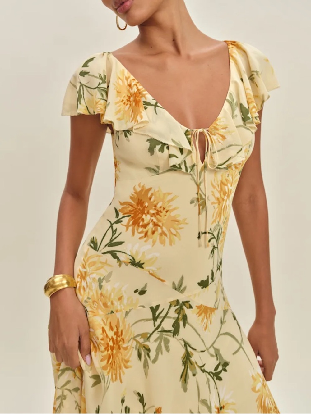 NWT Yellow Floral Gaelle Dress - Picture 2 of 5
